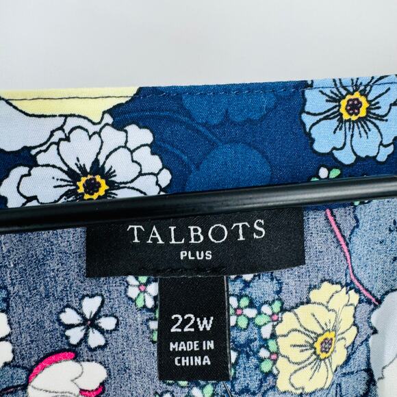 Talbots NWT Plus Size 22W Falling Blossoms Floral Wrap Dress Navy - Picture 4 of 9